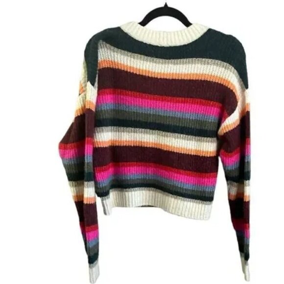 AE American Eagle Colorful Striped Knit Crew Neck Sweater Sz XS - Picture 2 of 6